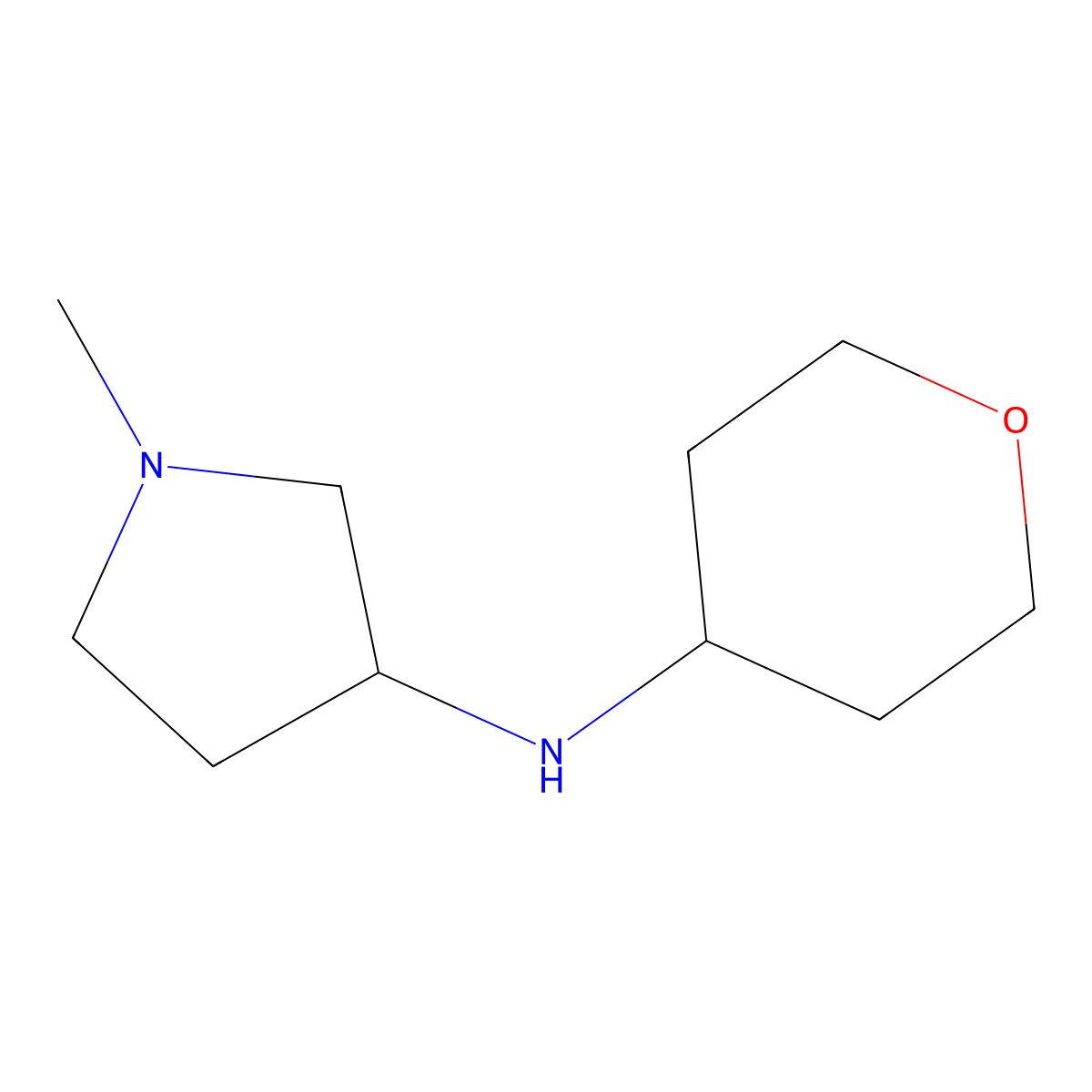 1-methyl-N-(oxan-4-yl)pyrrolidin-3-amine molecular structure, CAS 1251217-79-4