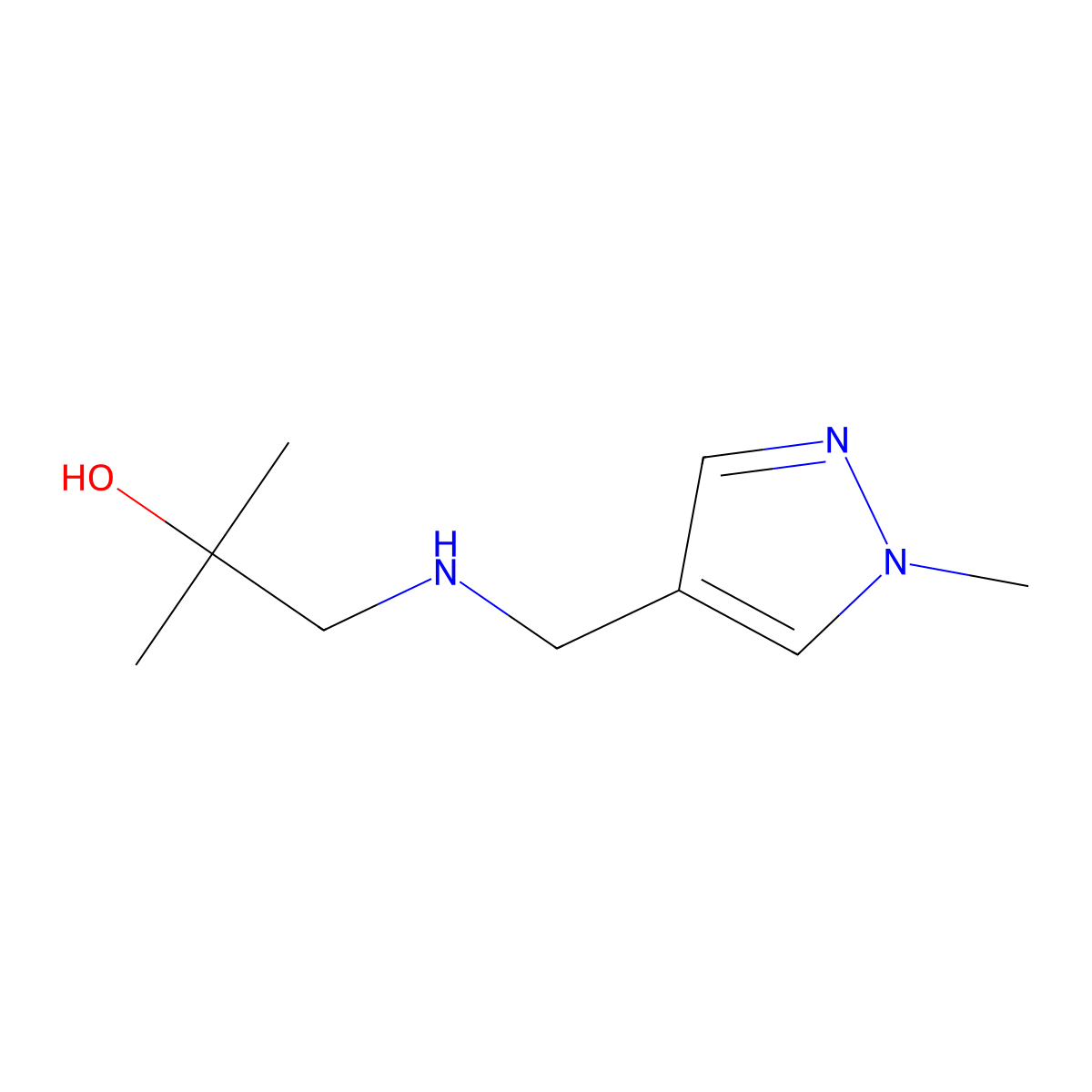 2-Methyl-1-{[(1-methyl-1H-pyrazol-4-yl)methyl]amino}propan-2-ol molecular structure, CAS 1251218-07-1