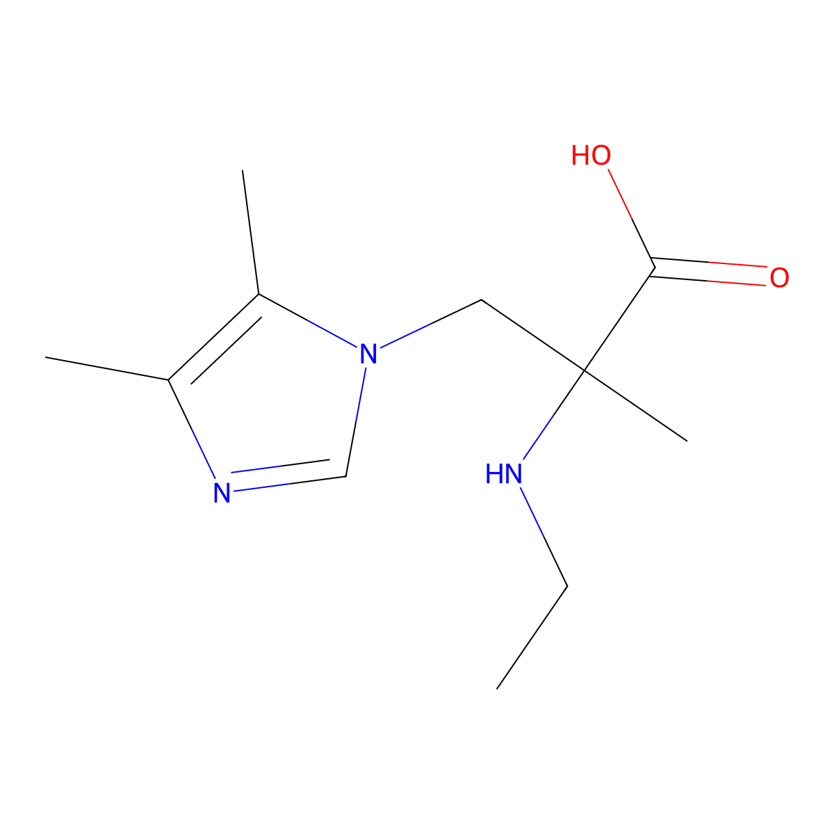3-(4,5-Dimethyl-1h-imidazol-1-yl)-2-(ethylamino)-2-methylpropanoic acid molecular structure, CAS 1251218-12-8