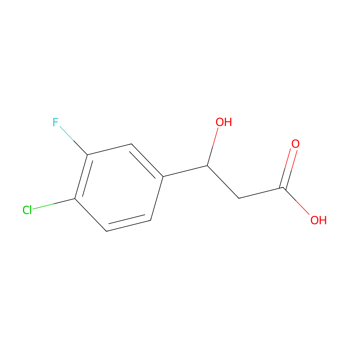 3-(4-Chloro-3-fluorophenyl)-3-hydroxypropanoic acid molecular structure, CAS 1251220-72-0