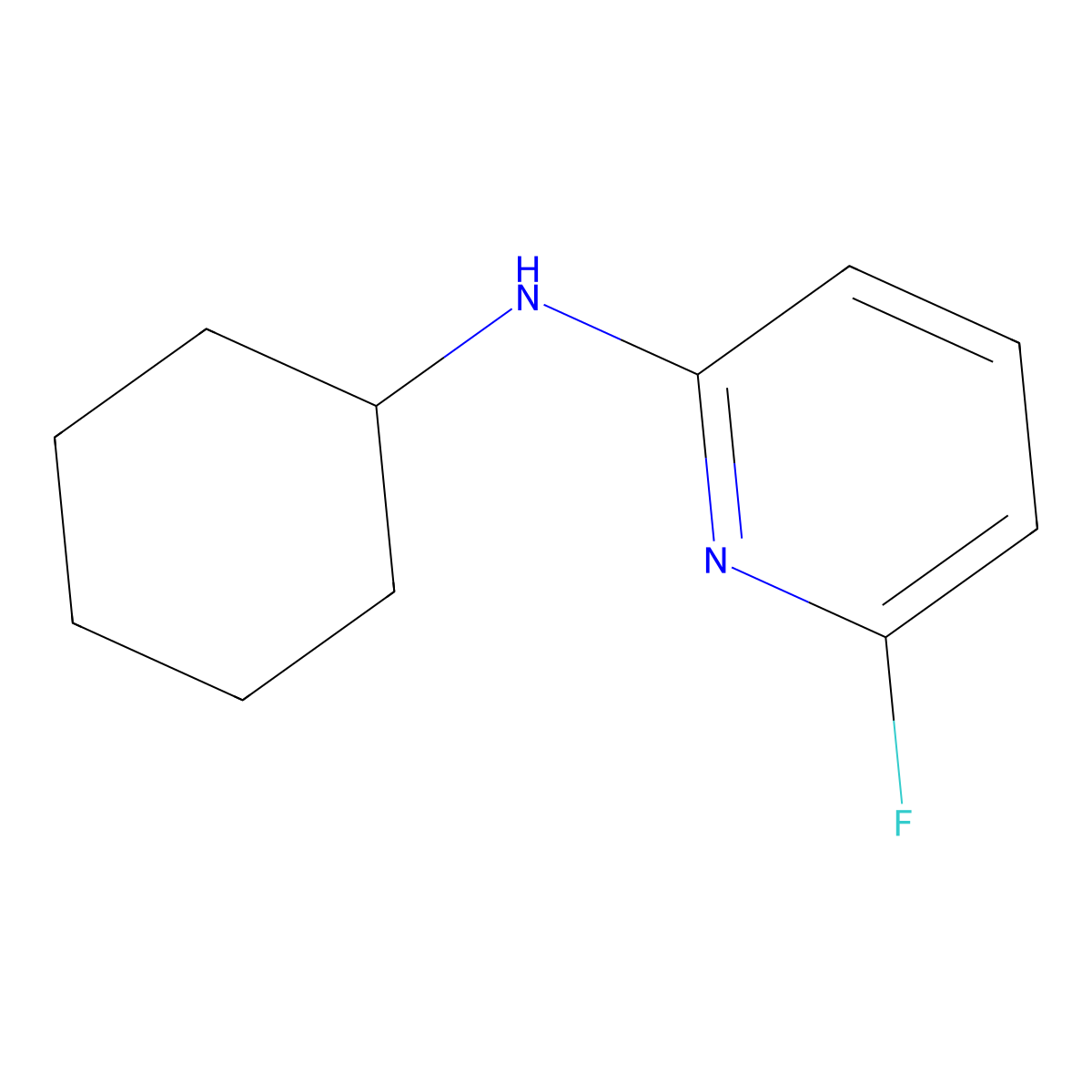 N-cyclohexyl-6-fluoropyridin-2-amine molecular structure, CAS 1251221-30-3