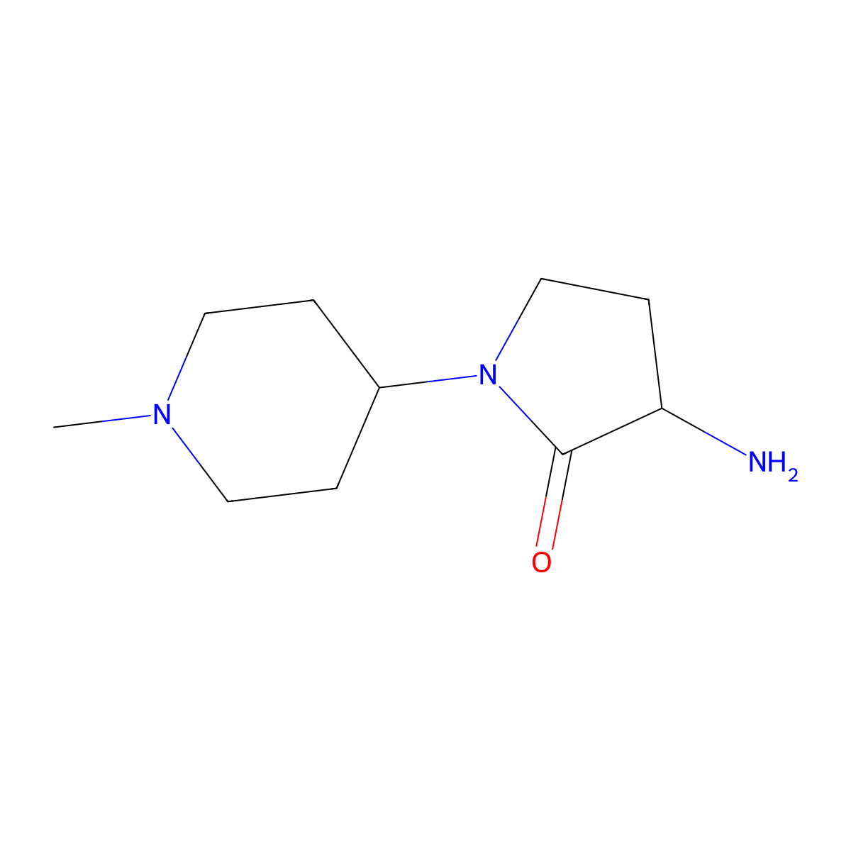 3-Amino-1-(1-methylpiperidin-4-yl)pyrrolidin-2-one molecular structure, CAS 1251225-28-1