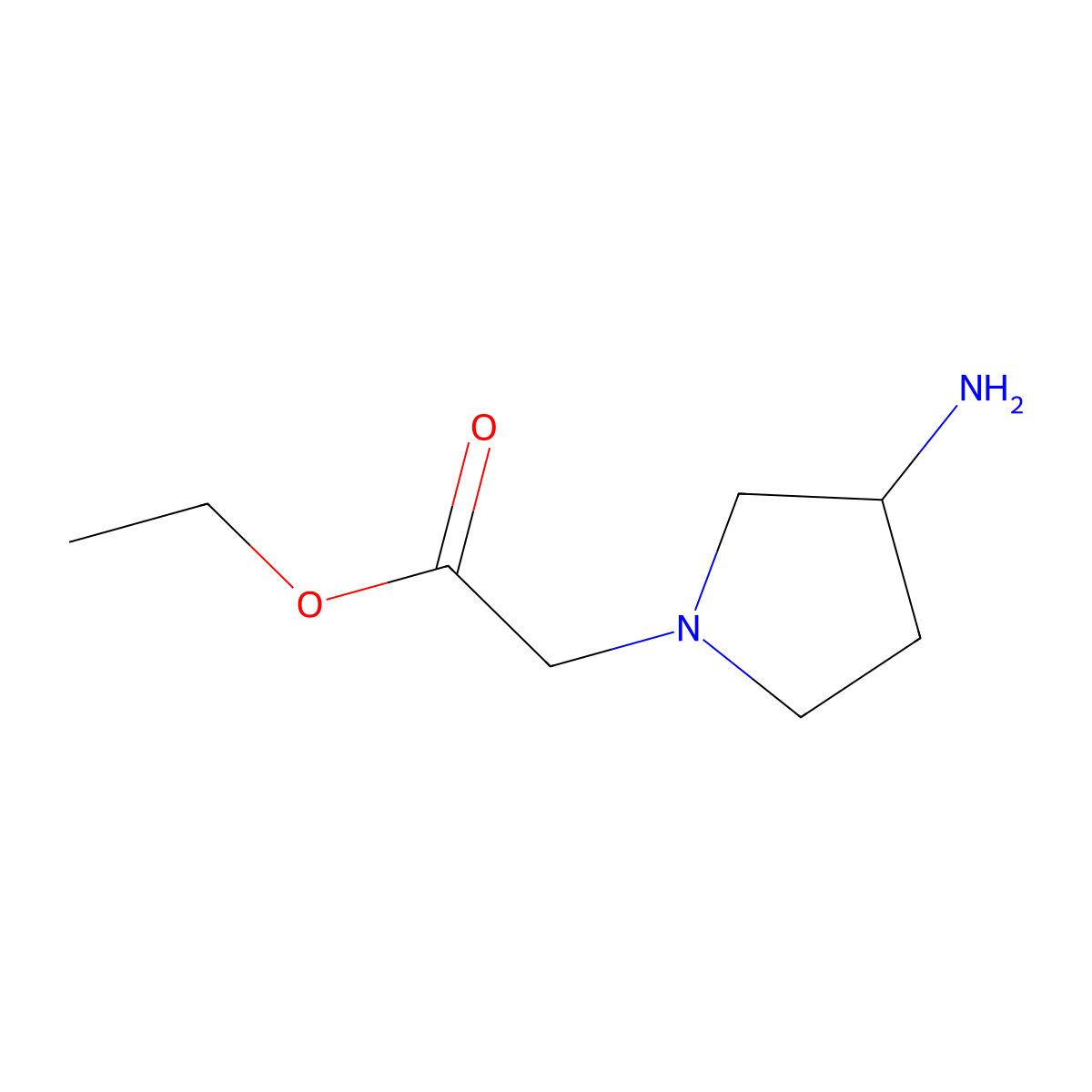 Ethyl 2-(3-aminopyrrolidin-1-yl)acetate molecular structure, CAS 1251227-08-3