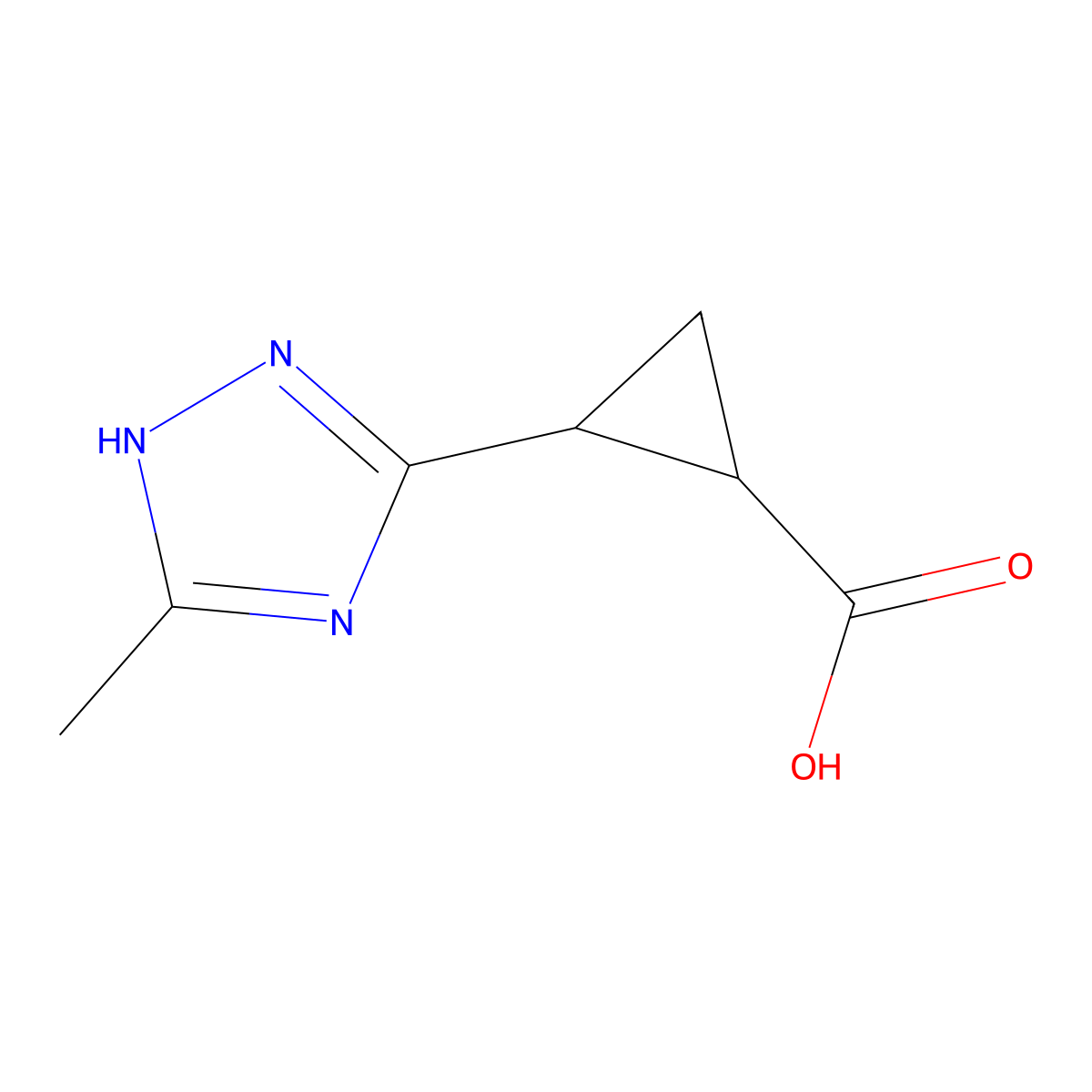 2-(5-methyl-1H-1,2,4-triazol-3-yl)cyclopropane-1-carboxylic acid molecular structure, CAS 1251227-09-4