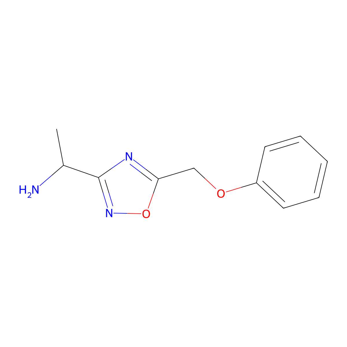 1-[5-(Phenoxymethyl)-1,2,4-oxadiazol-3-yl]ethan-1-amine molecular structure, CAS 1251227-74-3