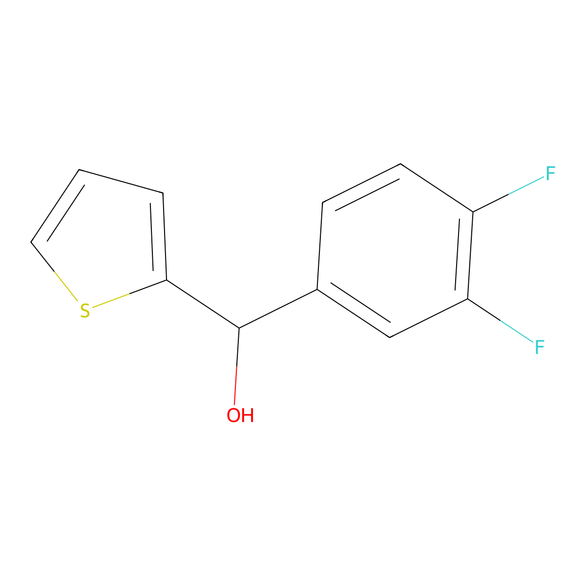 (3,4-Difluorophenyl)(thiophen-2-yl)methanol molecular structure, CAS 1251228-66-6