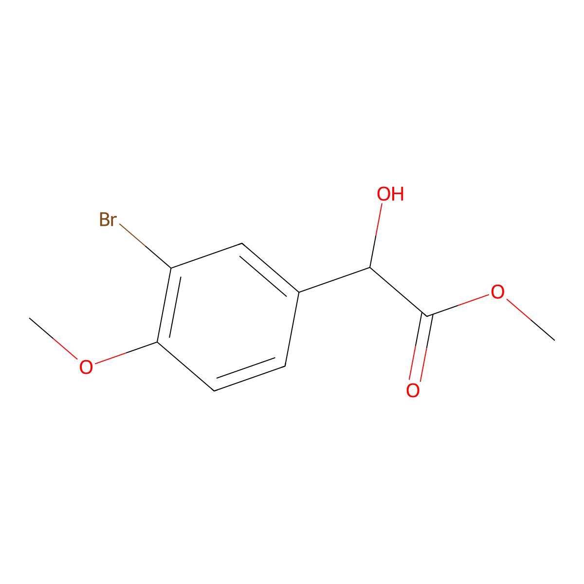Methyl 2-(3-bromo-4-methoxyphenyl)-2-hydroxyacetate molecular structure, CAS 1251229-29-4
