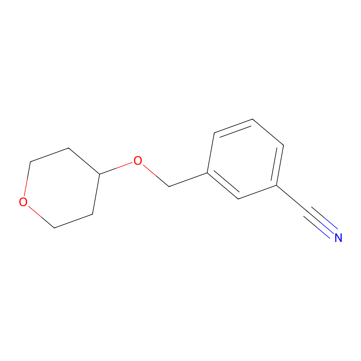 3-[(Oxan-4-yloxy)methyl]benzonitrile molecular structure, CAS 1251232-11-7