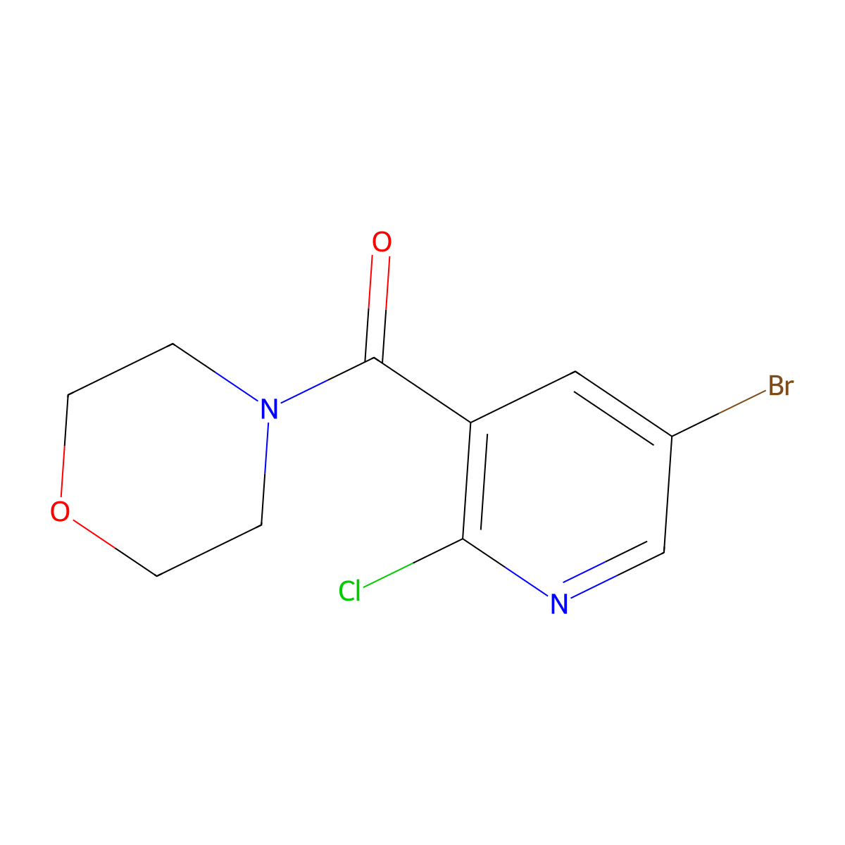 (5-Bromo-2-chloropyridin-3-yl)(morpholino)methanone molecular structure, CAS 1251232-44-6
