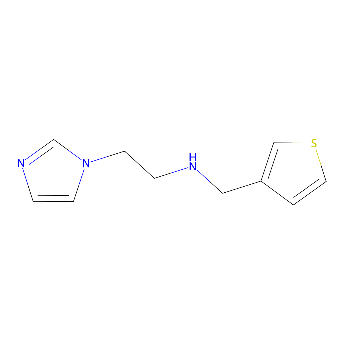 (2-(1H-imidazol-1-yl)ethyl)((thiophen-3-yl)methyl)amine molecular structure, CAS 1251238-49-9