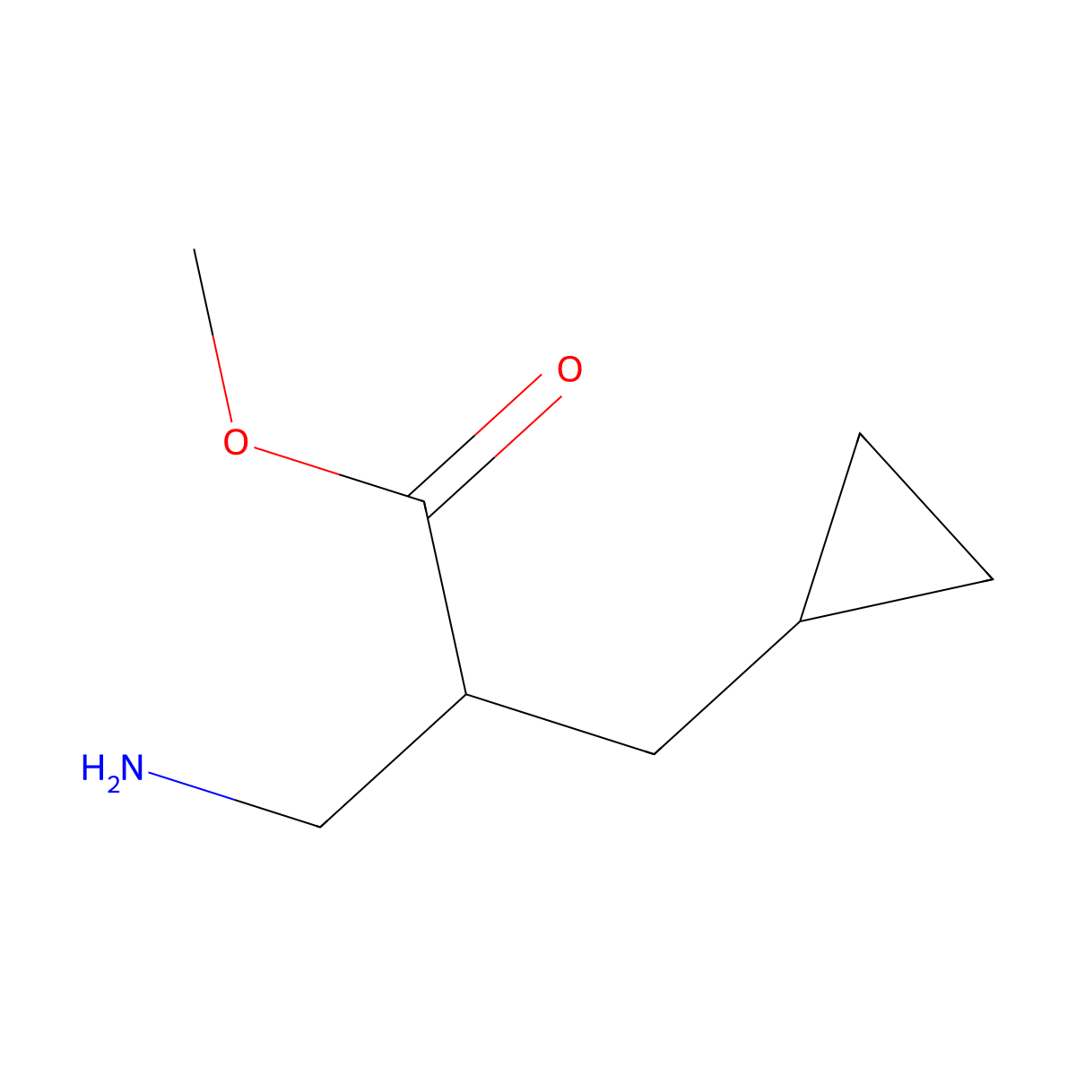 Methyl 3-amino-2-(cyclopropylmethyl)propanoate molecular structure, CAS 1251238-81-9