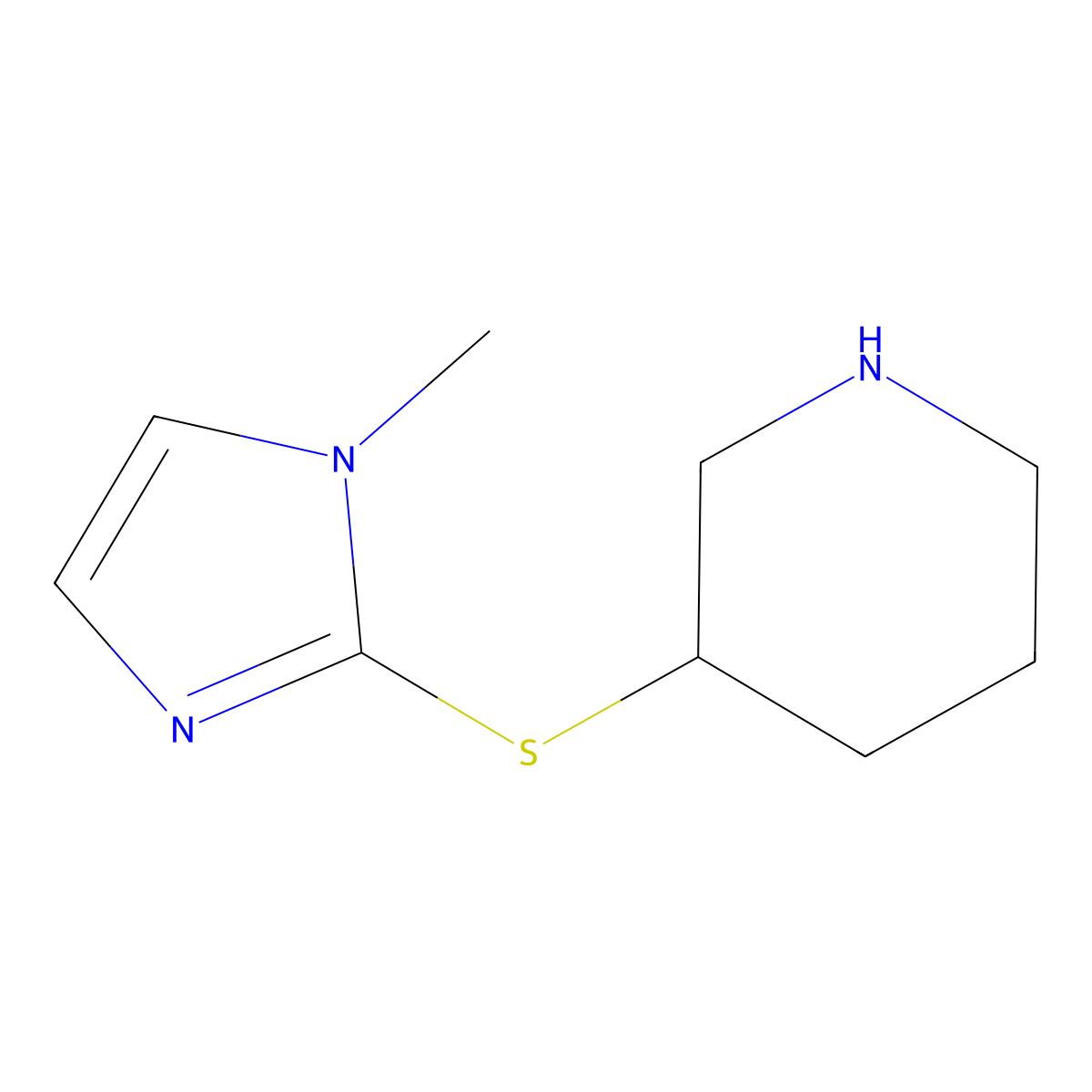 3-((1-Methyl-1H-imidazol-2-yl)thio)piperidine molecular structure, CAS 1251239-85-6