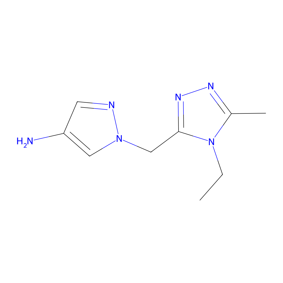 1-((4-Ethyl-5-methyl-4h-1,2,4-triazol-3-yl)methyl)-1h-pyrazol-4-amine molecular structure, CAS 1251245-61-0