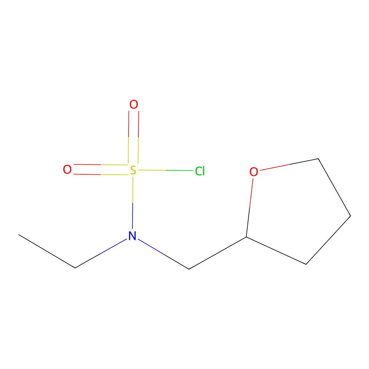 Ethyl((tetrahydrofuran-2-yl)methyl)sulfamoyl chloride molecular structure, CAS 1251245-96-1