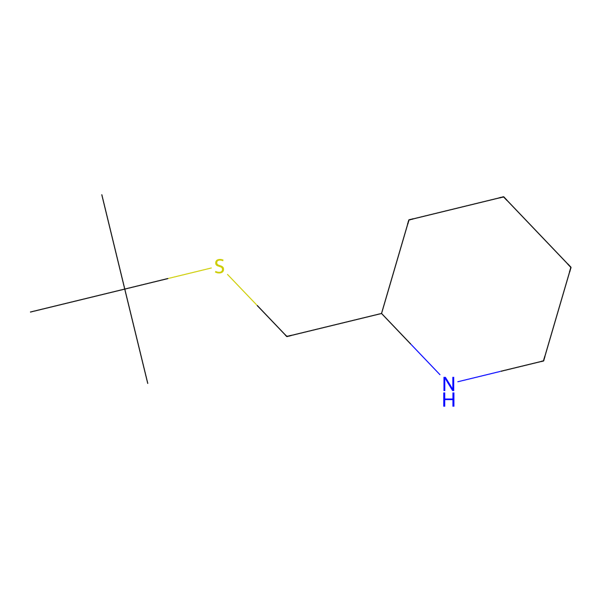 2-[(Tert-butylsulfanyl)methyl]piperidine molecular structure, CAS 1251246-19-1