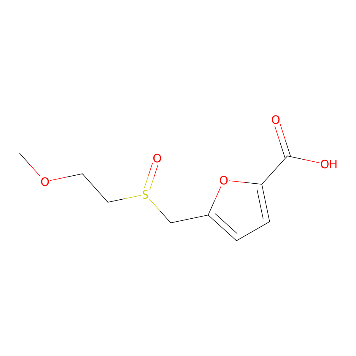 5-(((2-Methoxyethyl)sulfinyl)methyl)furan-2-carboxylic acid molecular structure, CAS 1251248-40-4