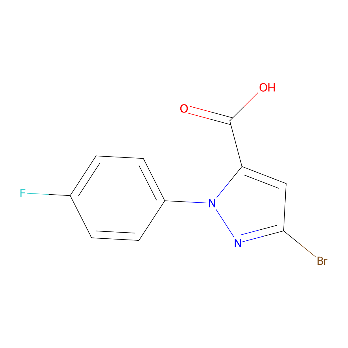3-bromo-1-(4-fluorophenyl)-1H-pyrazole-5-carboxylic acid molecular structure, CAS 1251249-98-5