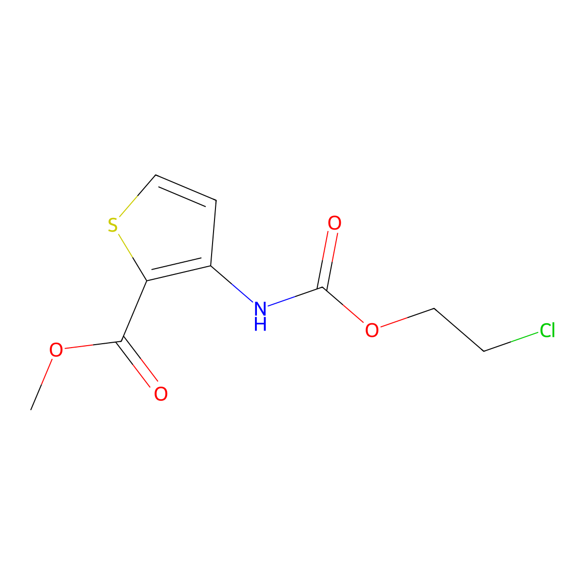 Methyl 3-{[(2-chloroethoxy)carbonyl]amino}thiophene-2-carboxylate molecular structure, CAS 125125-64-6