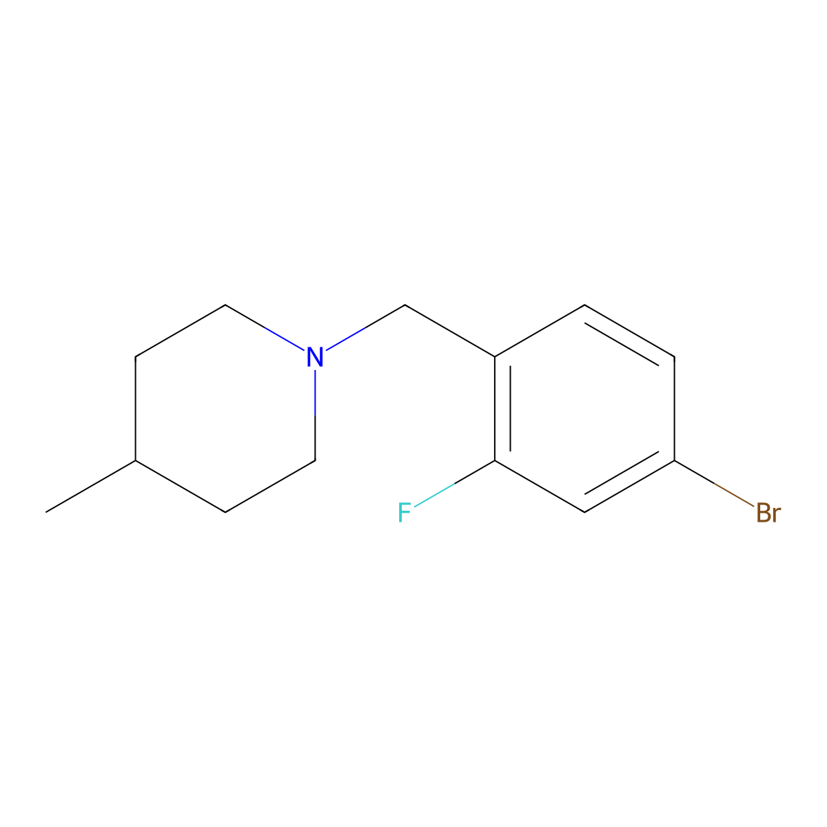 1-(4-Bromo-2-fluorobenzyl)-4-methylpiperidine molecular structure, CAS 1251252-63-7