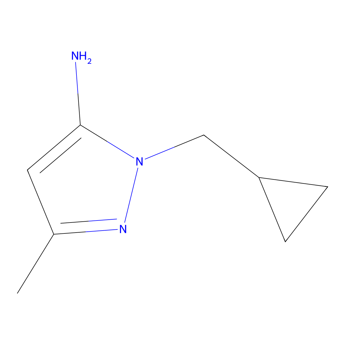 1-(cyclopropylmethyl)-3-methyl-1H-pyrazol-5-amine molecular structure, CAS 1251255-01-2