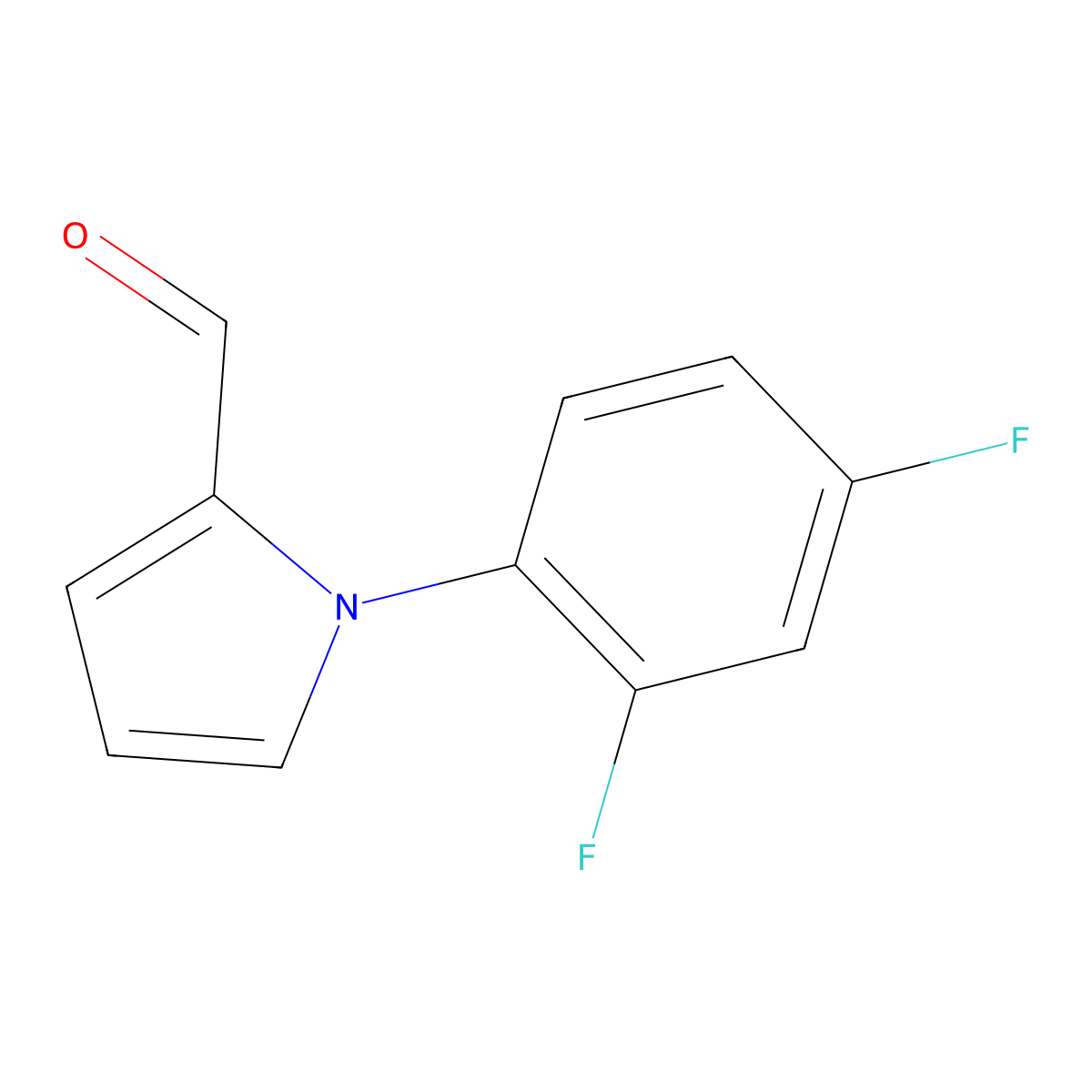1-(2,4-difluorophenyl)-1H-pyrrole-2-carbaldehyde molecular structure, CAS 125126-74-1
