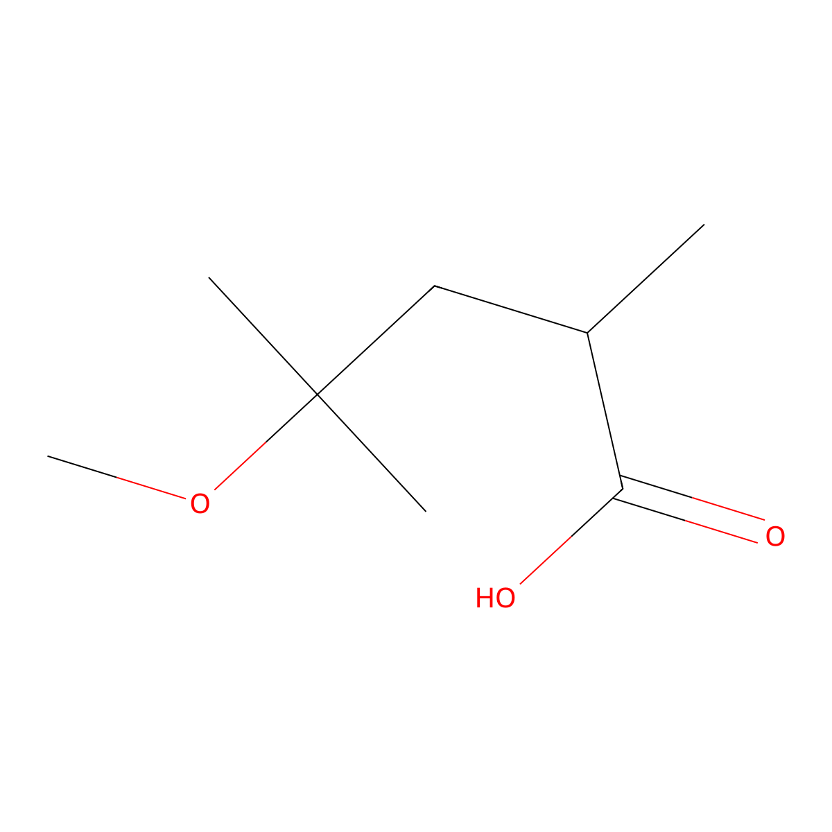 4-Methoxy-2,4-dimethylpentanoic acid molecular structure, CAS 1251261-29-6