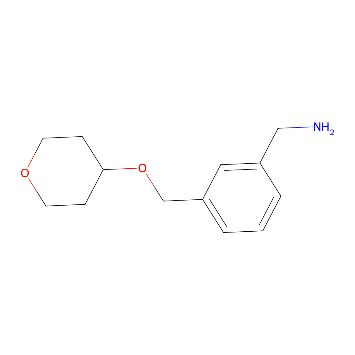 (3-((Oxan-4-yloxy)methyl)phenyl)methanamine molecular structure, CAS 1251264-15-9