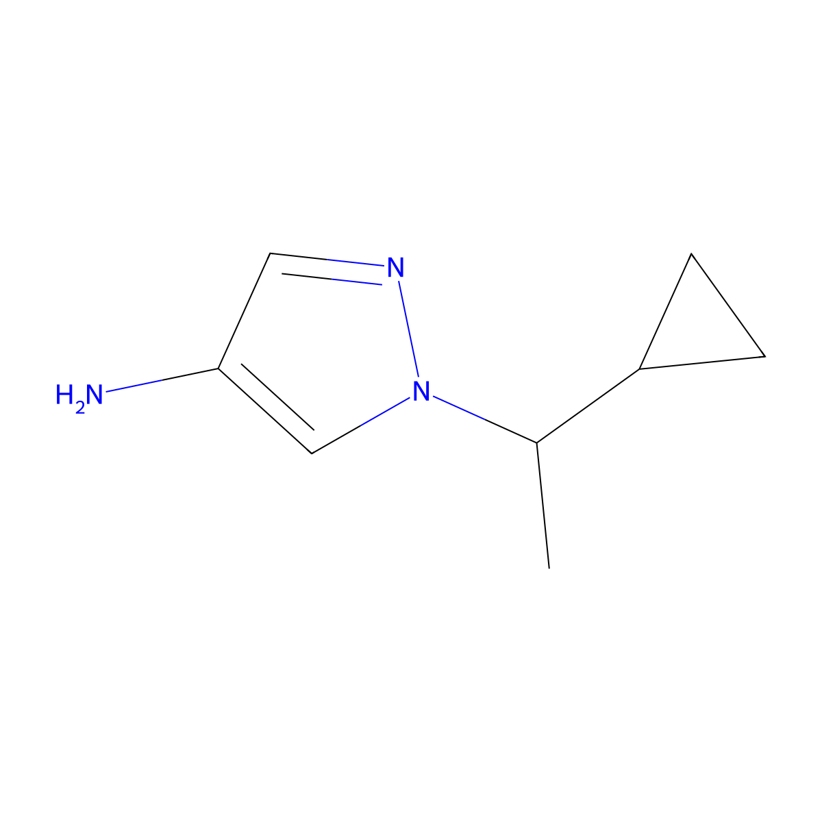 1-(1-cyclopropylethyl)-1H-pyrazol-4-amine molecular structure, CAS 1251266-33-7