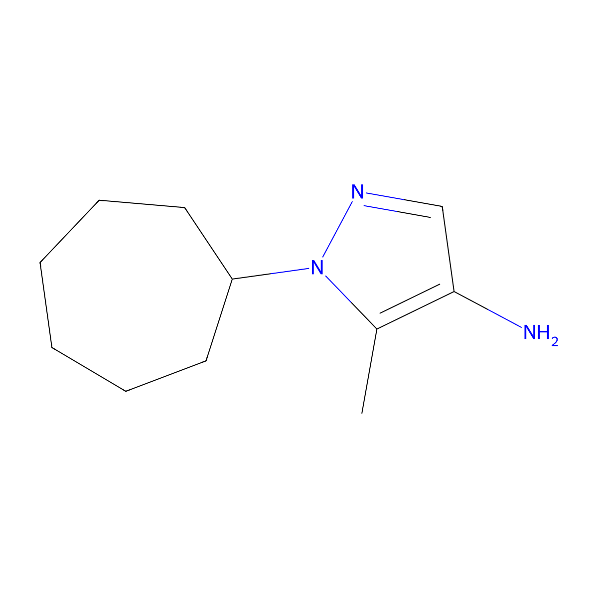 1-Cycloheptyl-5-methyl-1H-pyrazol-4-amine molecular structure, CAS 1251267-56-7
