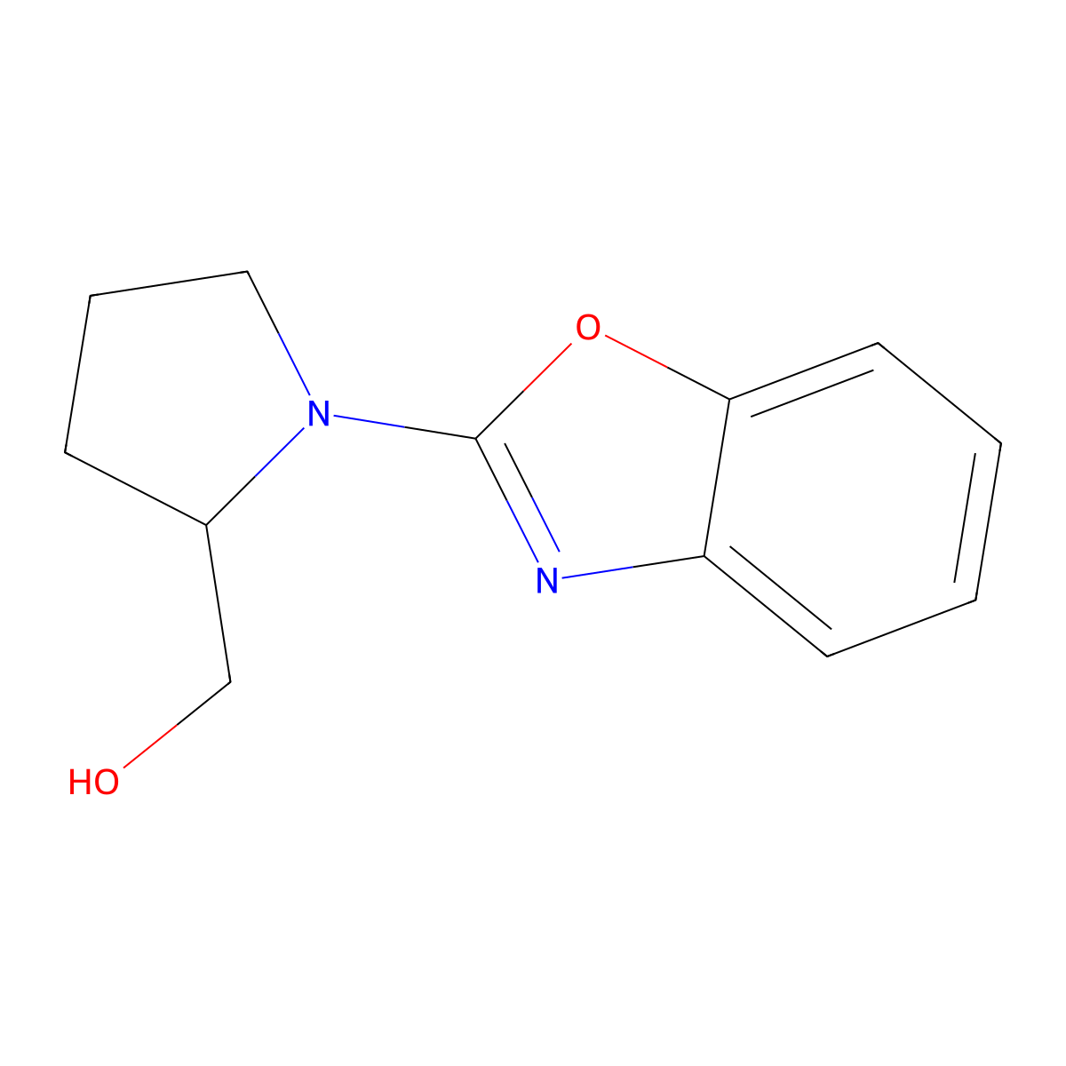 (1-(Benzo[d]oxazol-2-yl)pyrrolidin-2-yl)methanol molecular structure, CAS 1251268-90-2