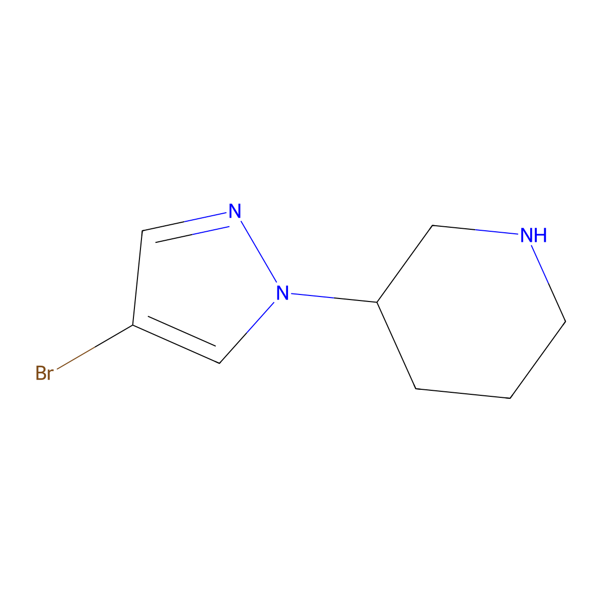 3-(4-bromo-1H-pyrazol-1-yl)piperidine molecular structure, CAS 1251269-02-9