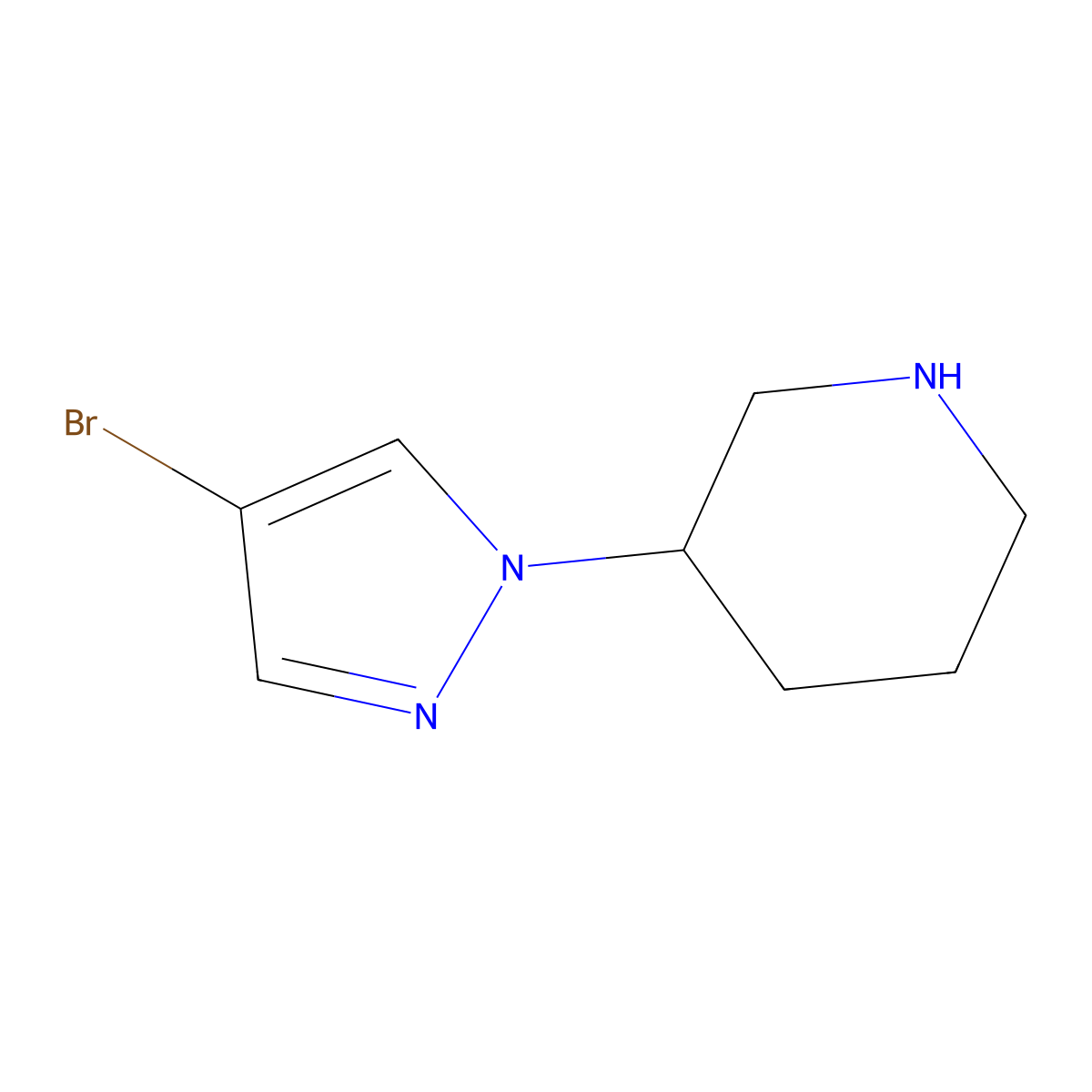 3-(4-bromo-1H-pyrazol-1-yl)piperidine molecular structure, CAS 1251269-02-9