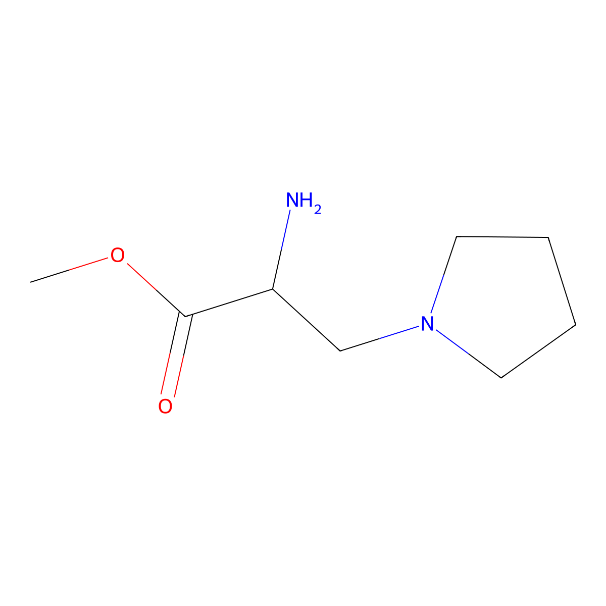 Methyl 2-amino-3-(pyrrolidin-1-yl)propanoate molecular structure, CAS 1251271-73-4
