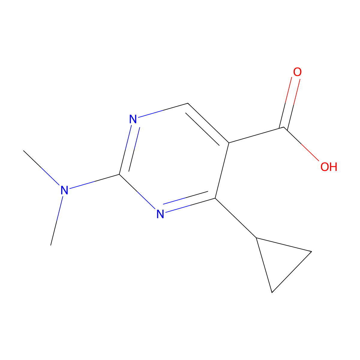 4-Cyclopropyl-2-(dimethylamino)pyrimidine-5-carboxylic acid molecular structure, CAS 1251274-03-9