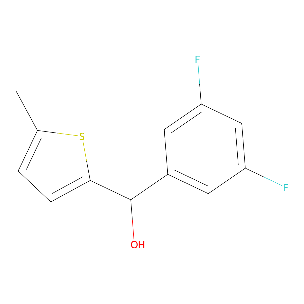 (3,5-Difluorophenyl)(5-methylthiophen-2-yl)methanol molecular structure, CAS 1251274-51-7