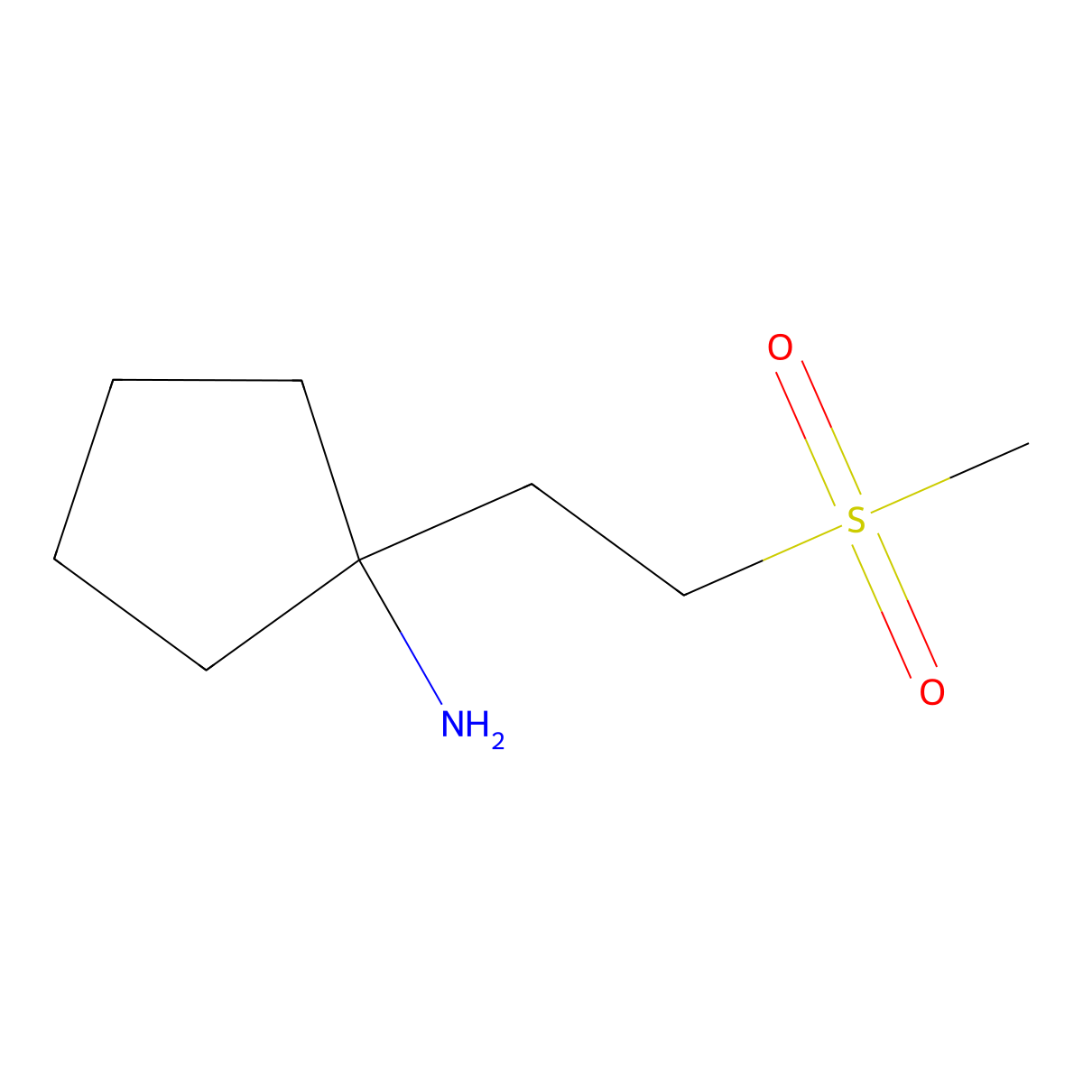 1-(2-Methanesulfonylethyl)cyclopentan-1-amine molecular structure, CAS 1251275-06-5