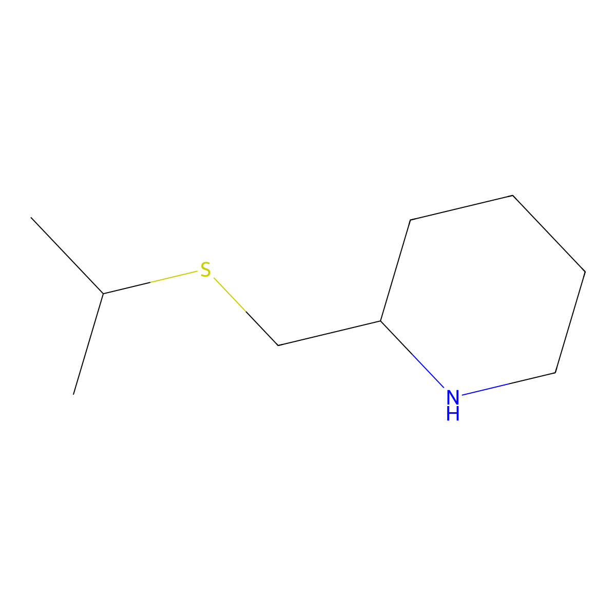 2-[(Propan-2-ylsulfanyl)methyl]piperidine molecular structure, CAS 1251276-29-5