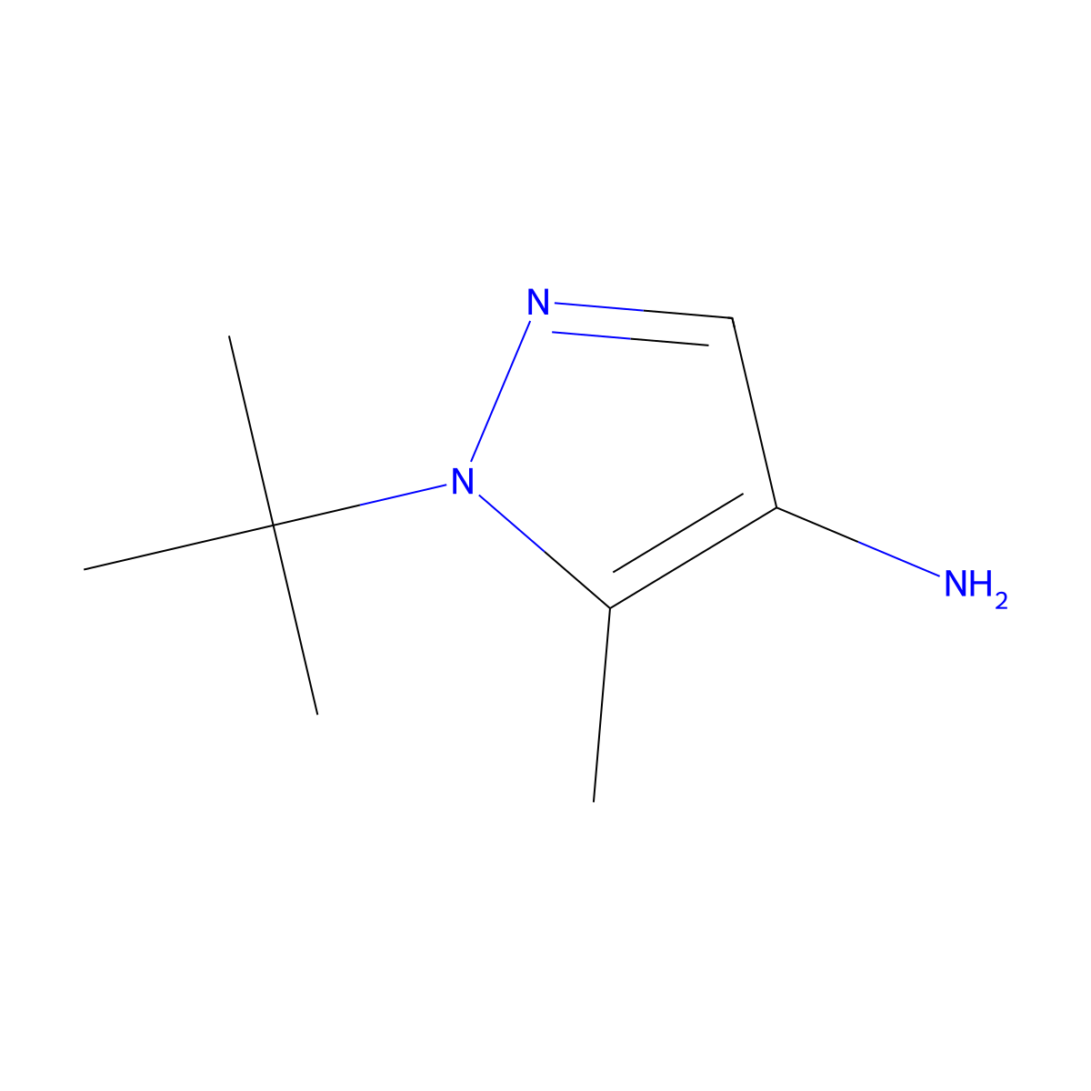 1-tert-butyl-5-methyl-1H-pyrazol-4-amine molecular structure, CAS 1251278-98-4