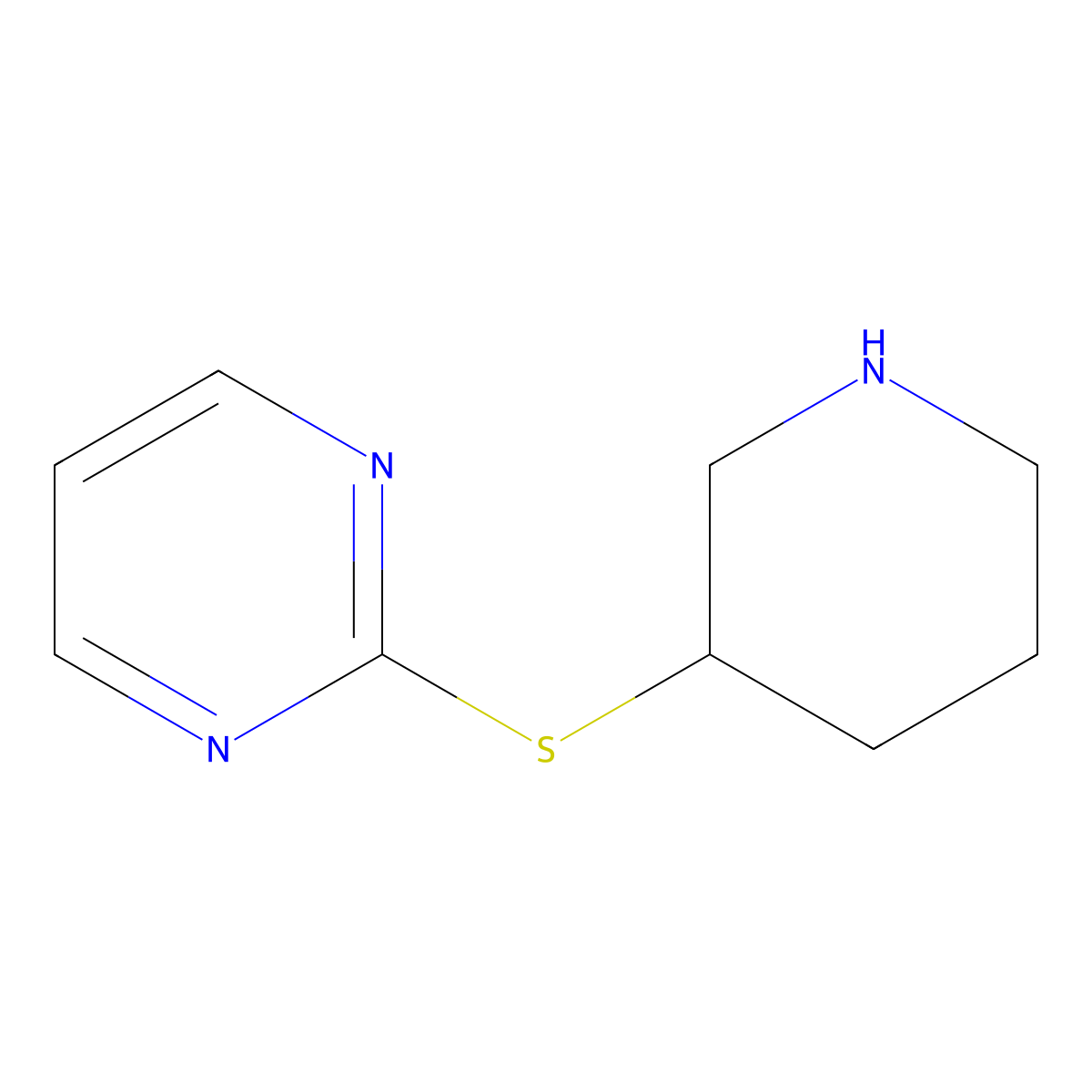 2-(Piperidin-3-ylthio)pyrimidine molecular structure, CAS 1251279-74-9