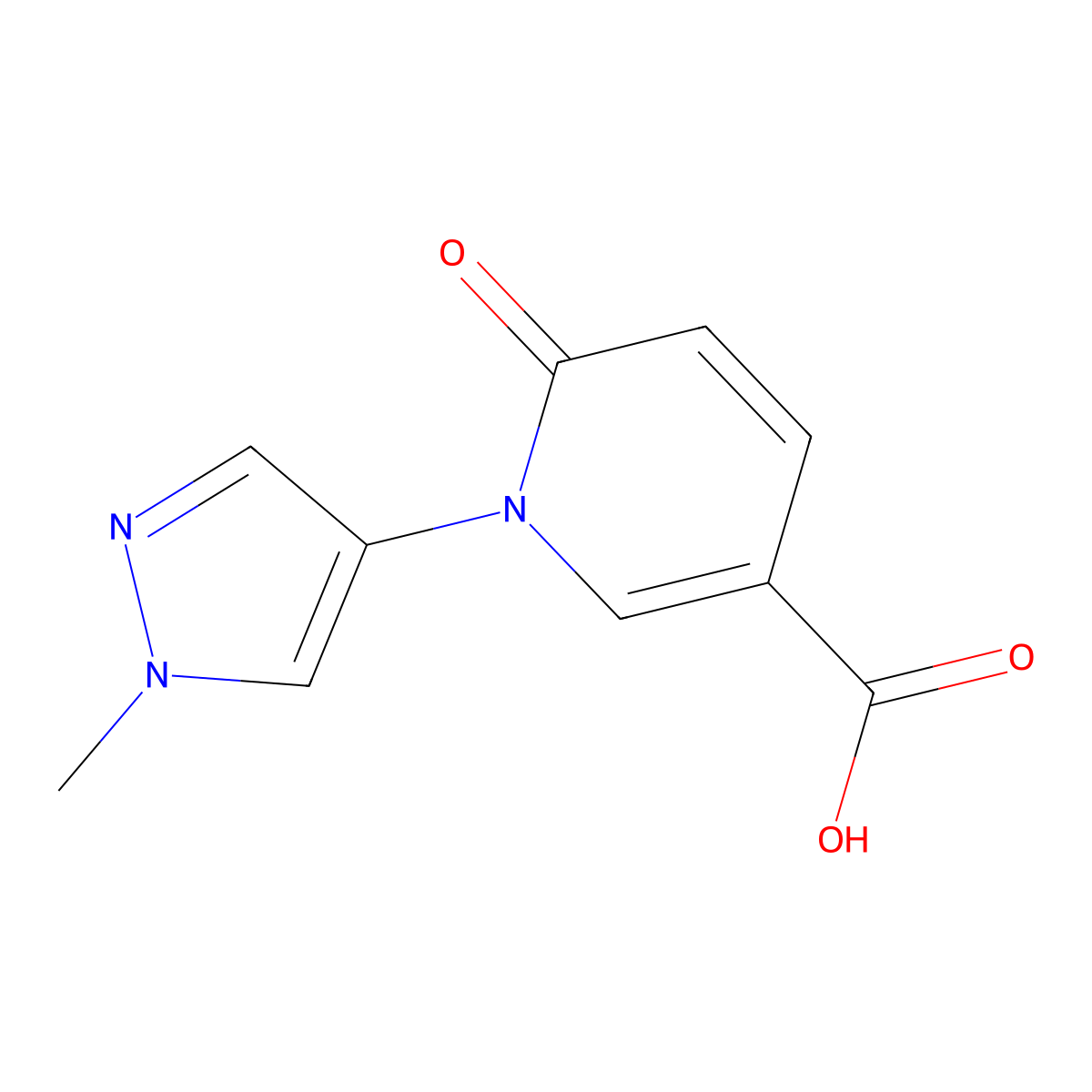 1-(1-methyl-1H-pyrazol-4-yl)-6-oxo-1,6-dihydropyridine-3-carboxylic acid molecular structure, CAS 1251286-52-8