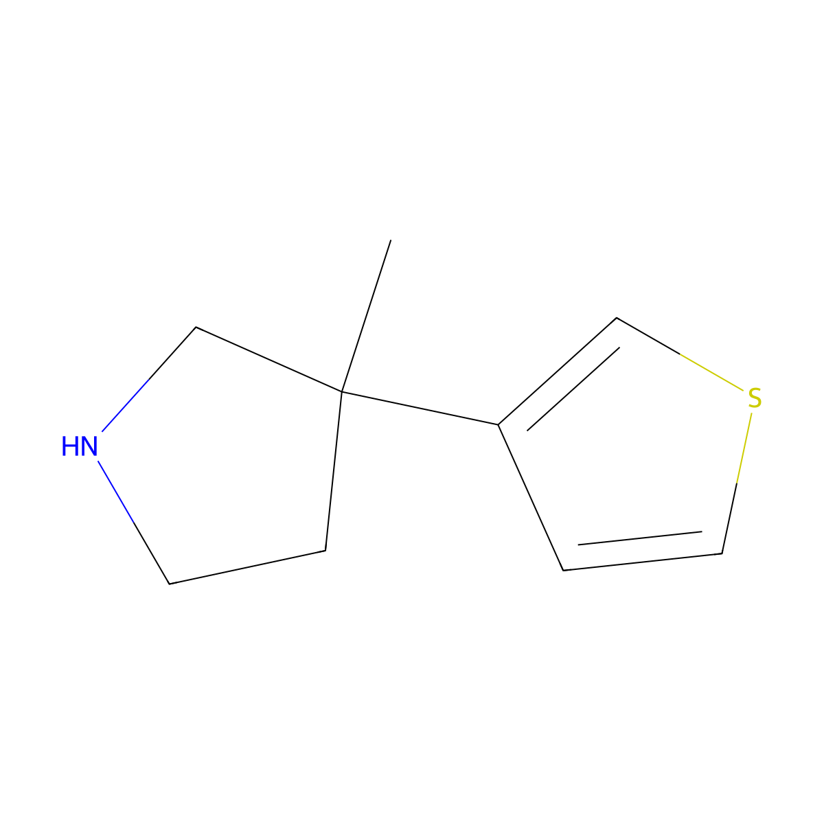 3-Methyl-3-(thiophen-3-YL)pyrrolidine molecular structure, CAS 1251293-08-9