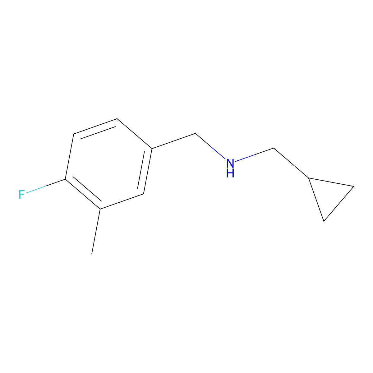 (Cyclopropylmethyl)[(4-fluoro-3-methylphenyl)methyl]amine molecular structure, CAS 1251294-80-0