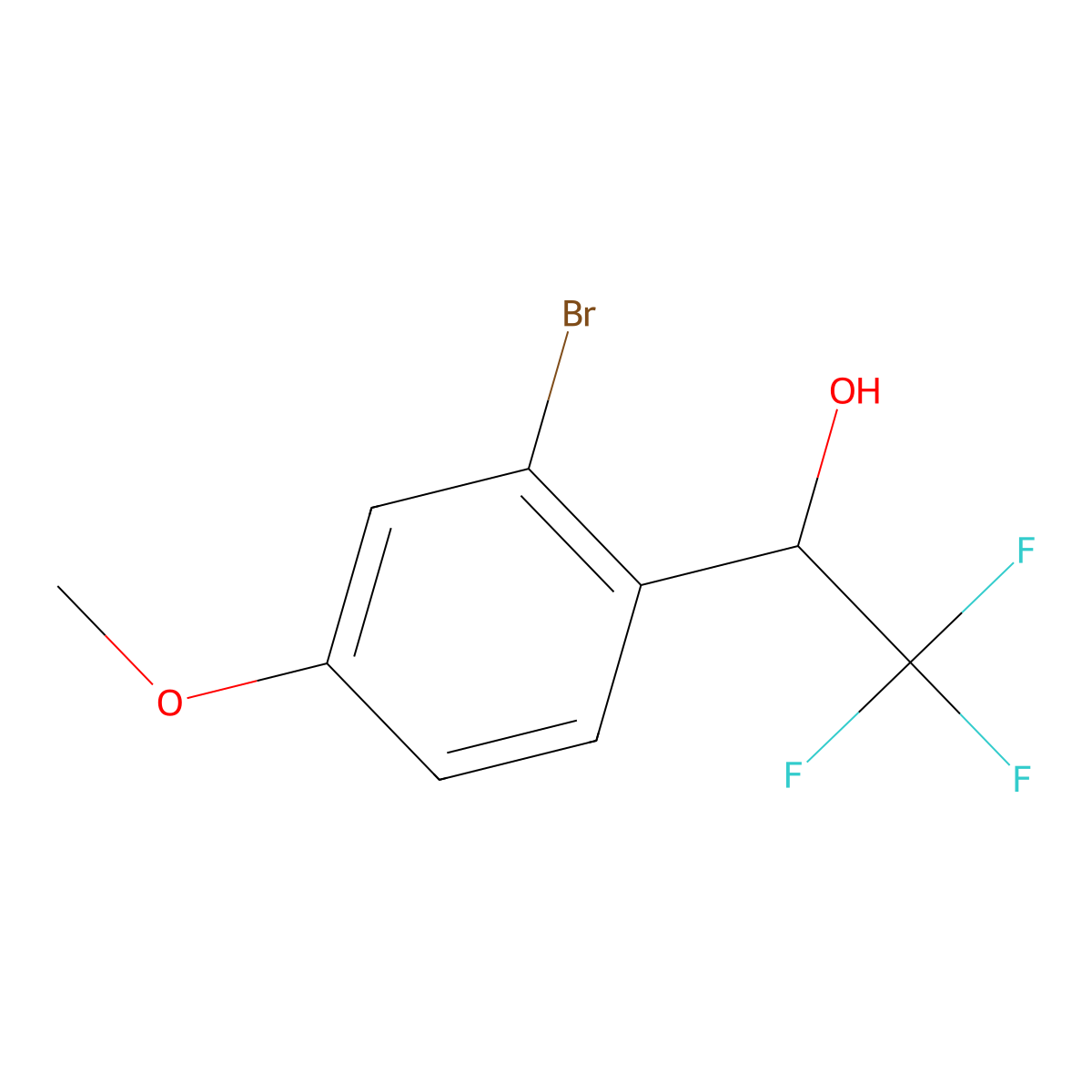 1-(2-Bromo-4-methoxyphenyl)-2,2,2-trifluoroethan-1-ol molecular structure, CAS 1251300-76-1