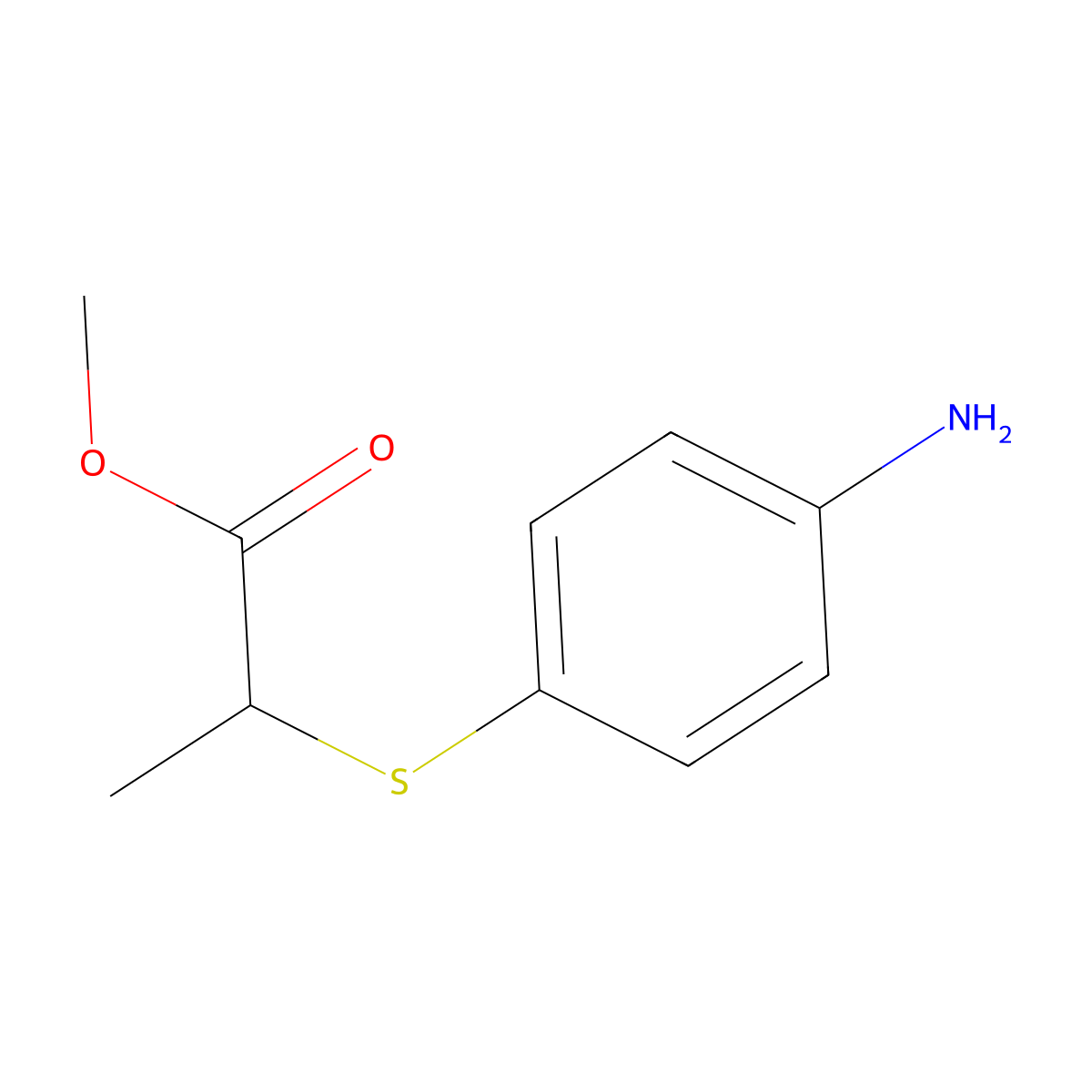 Methyl 2-((4-aminophenyl)thio)propanoate molecular structure, CAS 1251301-50-4