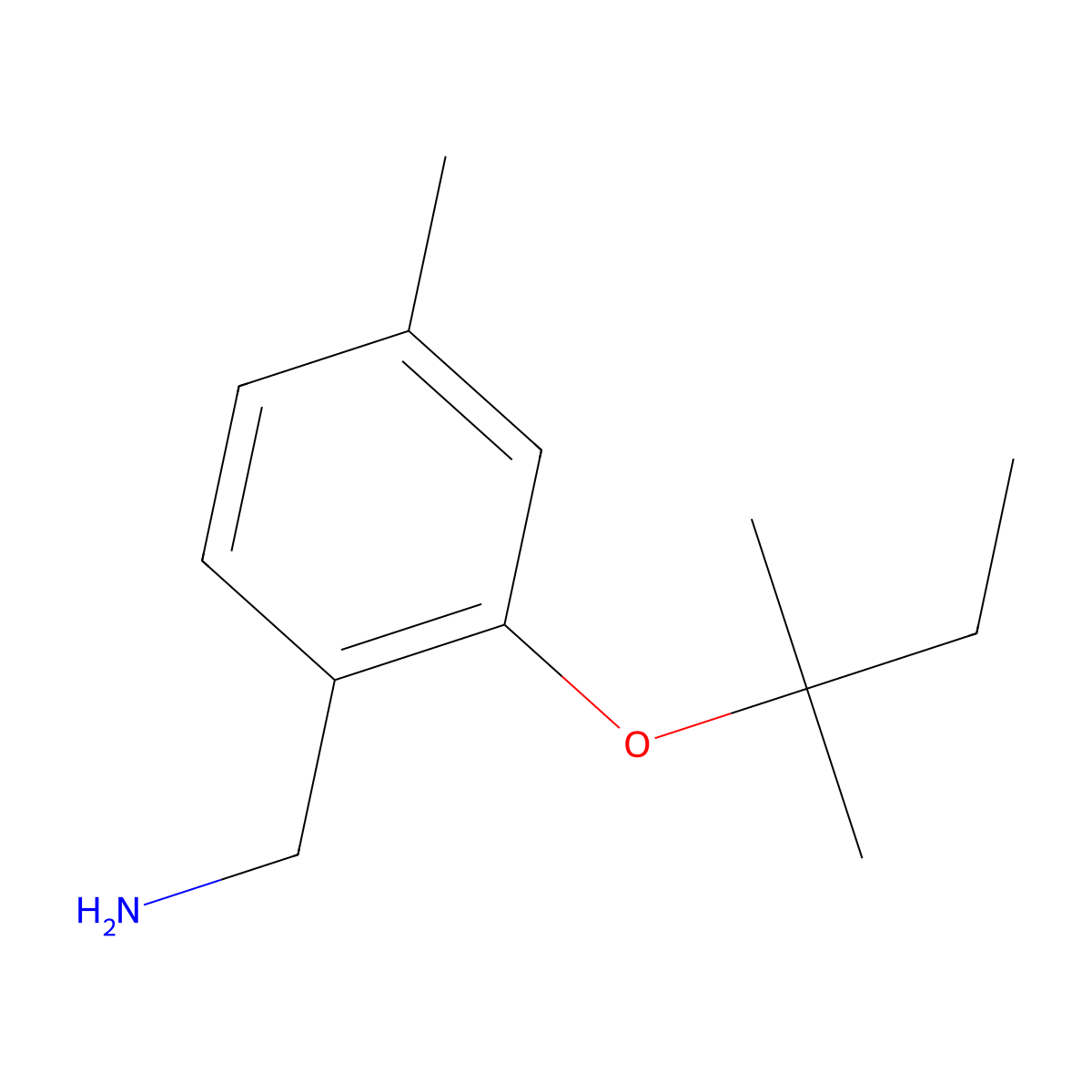 {4-Methyl-2-[(2-methylbutan-2-yl)oxy]phenyl}methanamine molecular structure, CAS 1251304-56-9