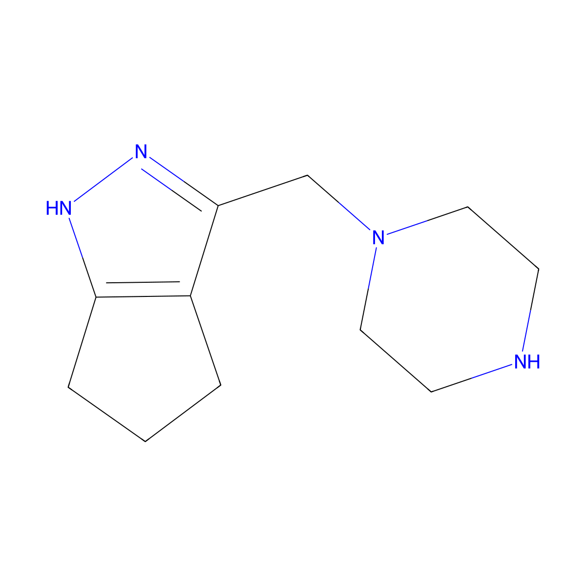 1-({1H,4H,5H,6H-cyclopenta[c]pyrazol-3-yl}methyl)piperazine molecular structure, CAS 1251305-12-0