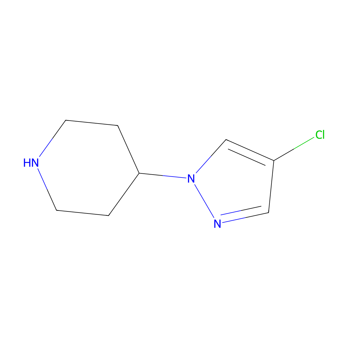4-(4-chloro-1H-pyrazol-1-yl)piperidine molecular structure, CAS 1251305-58-4