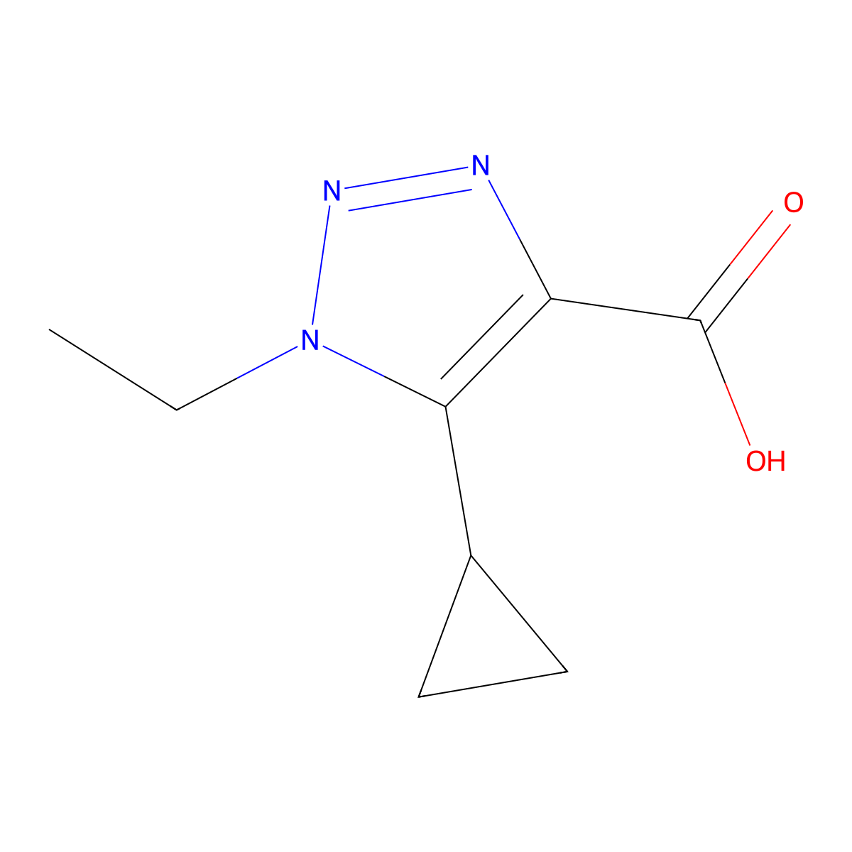 5-cyclopropyl-1-ethyl-1H-1,2,3-triazole-4-carboxylic acid molecular structure, CAS 1251306-14-5