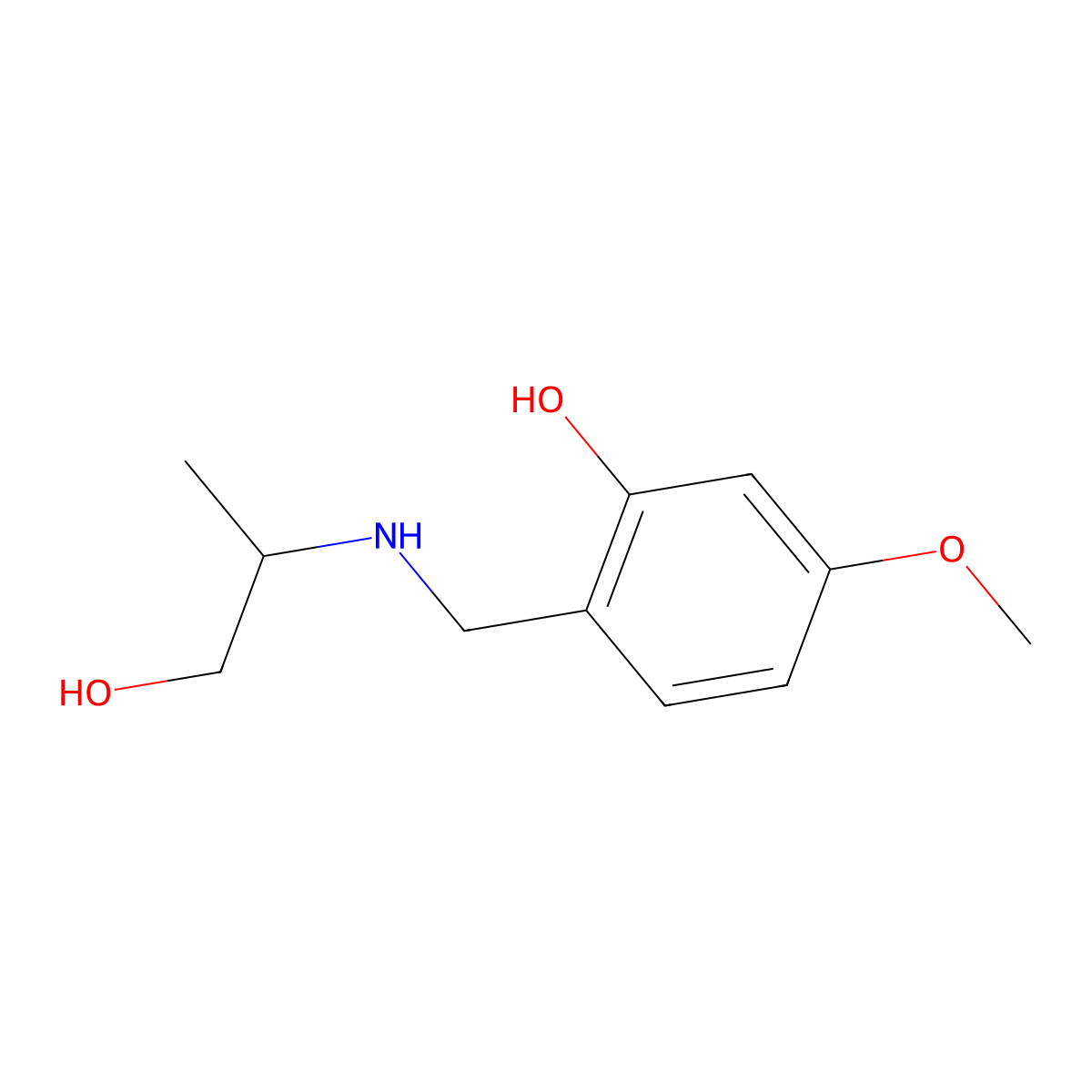 2-{[(1-Hydroxypropan-2-yl)amino]methyl}-5-methoxyphenol molecular structure, CAS 1251306-53-2