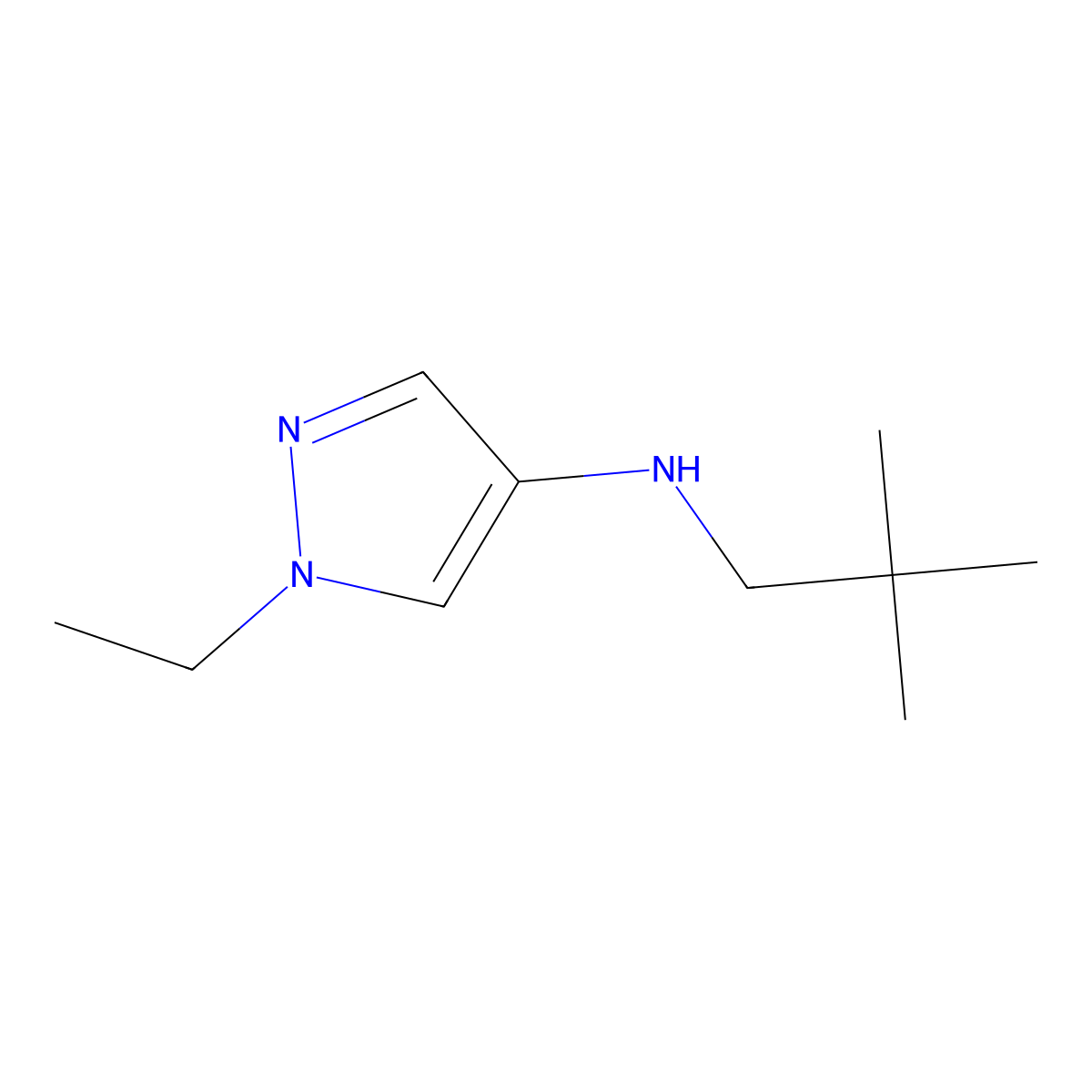 N-(2,2-dimethylpropyl)-1-ethyl-1H-pyrazol-4-amine molecular structure, CAS 1251307-44-4